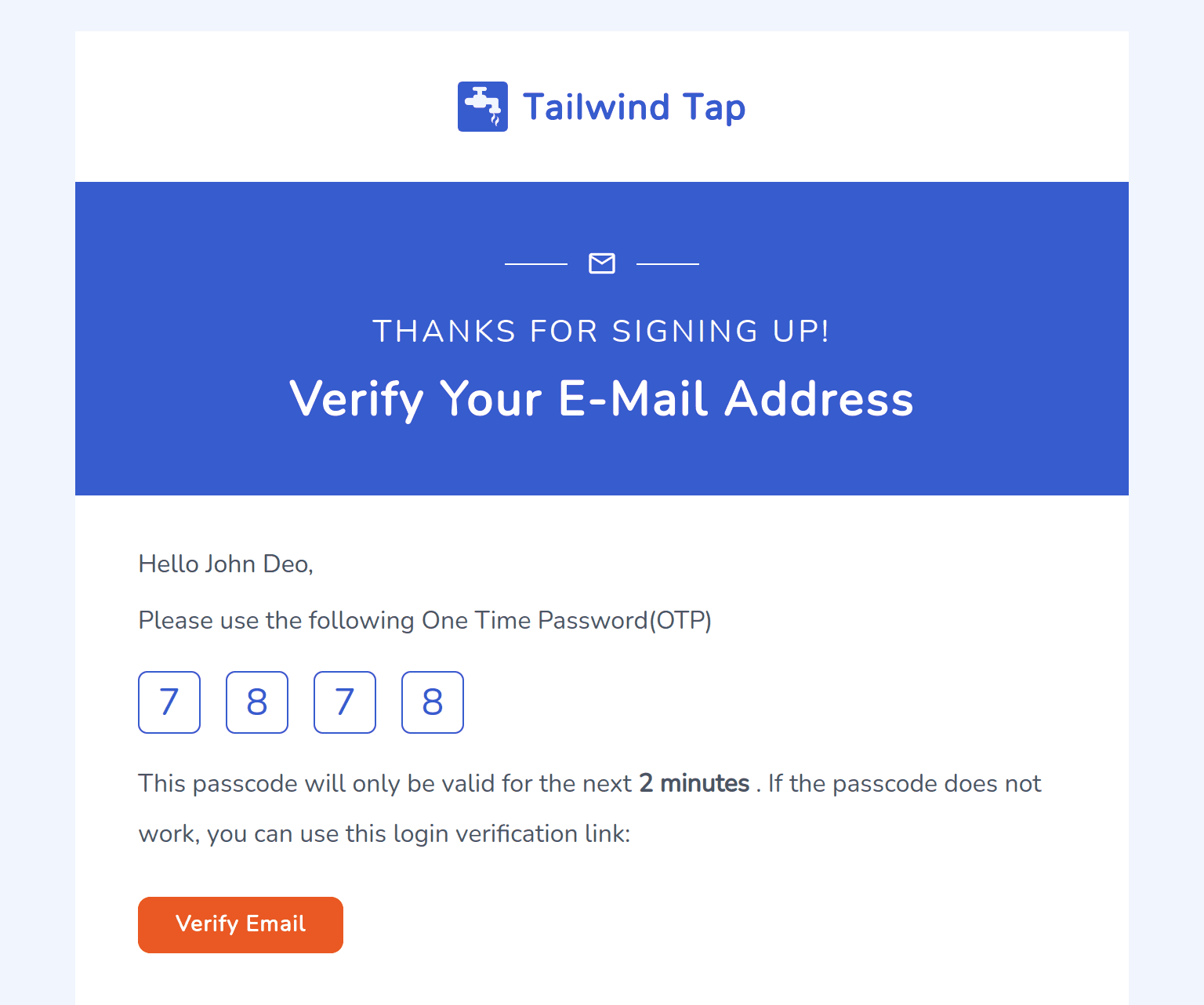 Email Verification Tailwind CSS Templates - TailwindTap