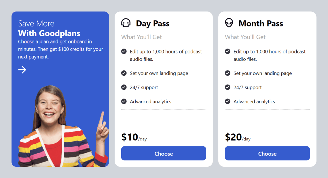 Flexible Plans Pricing Component - Tailwindtap